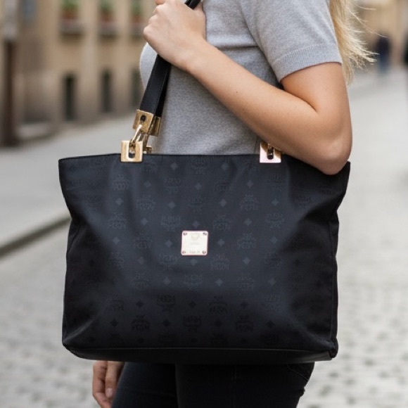 MCM Vintage black nylon Visetos Travel Tote monogram bag. Made In Germany. - Picture 1 of 13